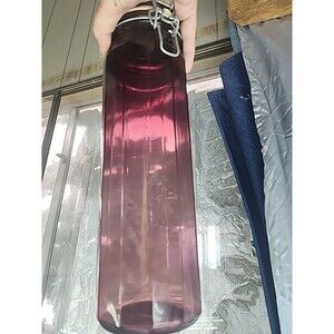 Vintage amathyst purple Glass Jar Canister Airtight Locking Hinge Lid 13" lot b